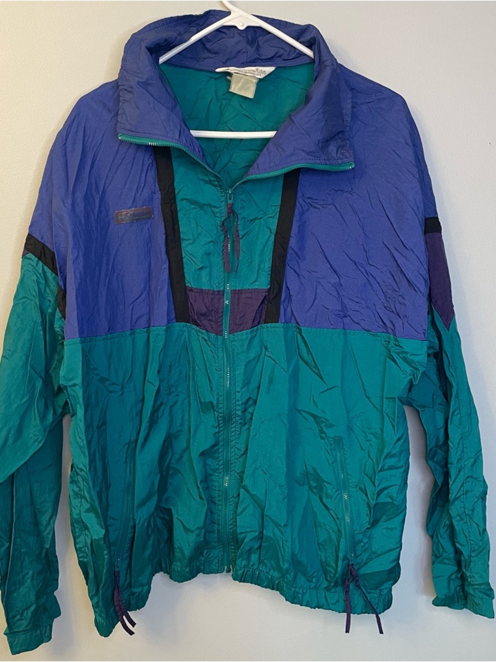 Vintage Columbia Colorblock Full Zip Windbreaker Jacket in Teal & Purple